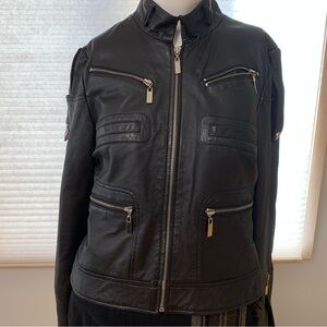 Bebe Leather Black Ladies Jacket Size Small Great Condition
